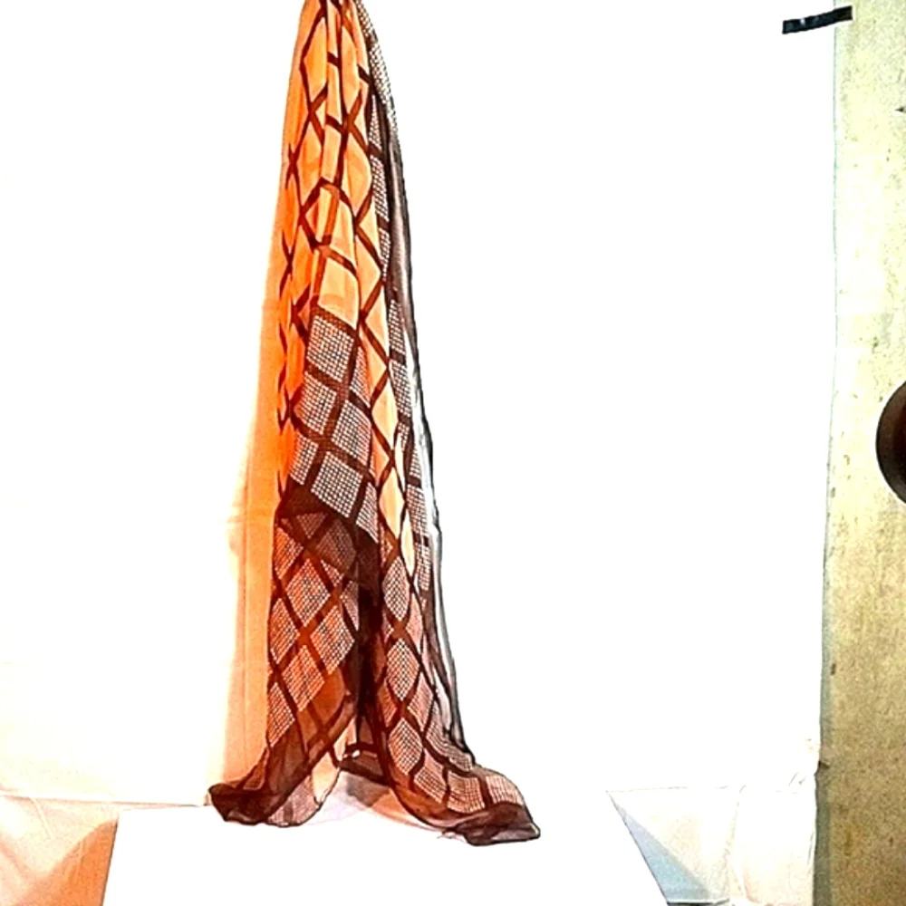Brown and Black Classic Geo Sheer Summertime Flowing Resort Scarf